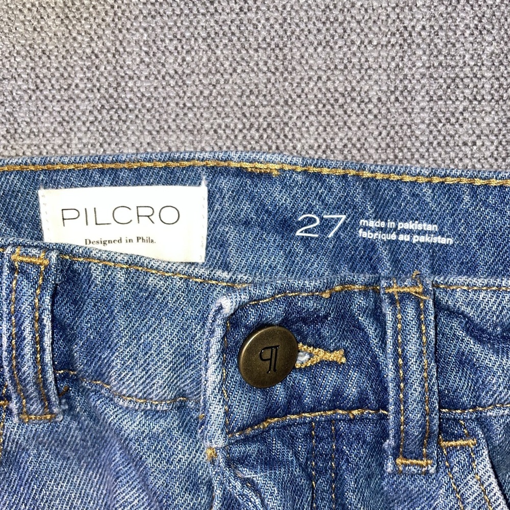 Anthropologie Pilcro Denim Shorts Women 27 Blue Casual Frayed Hem Forsythia Wash - Picture 5 of 11